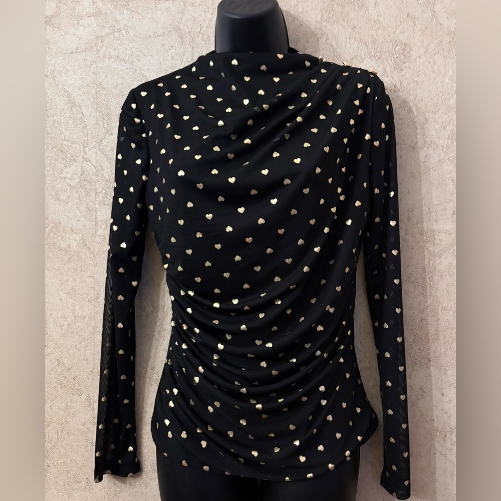 Love Forever Black and Gold Hearts Women's Top